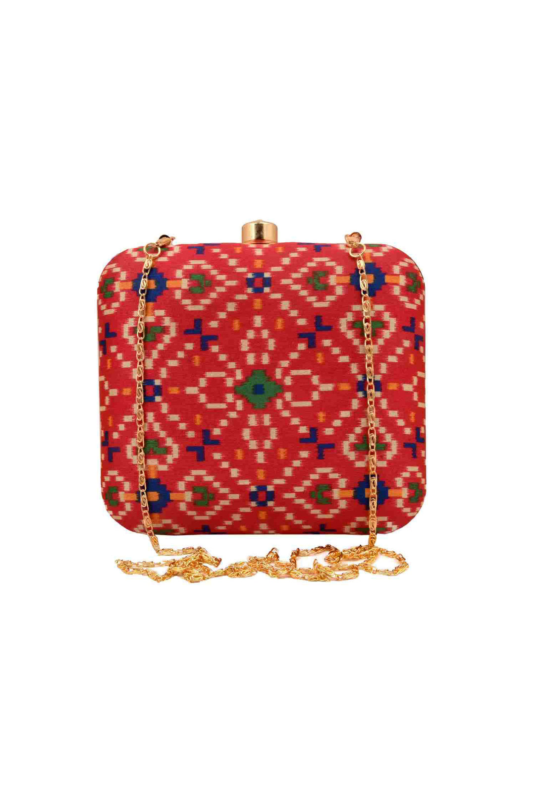 Rani Pink Ikat Digital Print Clutch