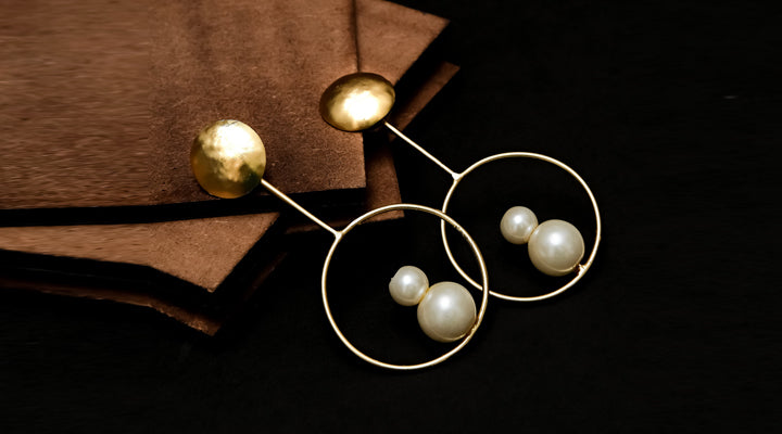 Circle Shape Danglers With Pearl