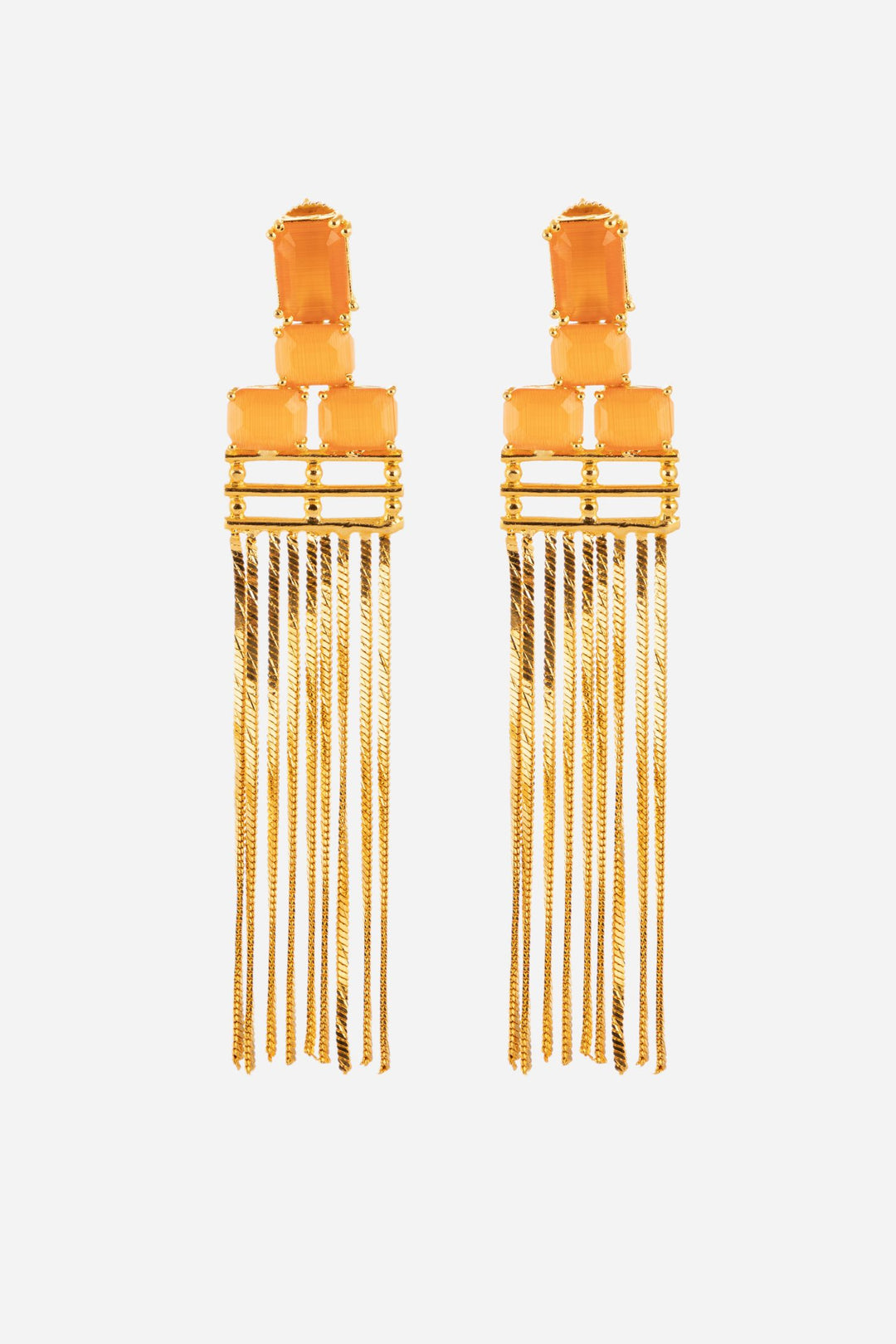 Orange Stone Dangler Earrings