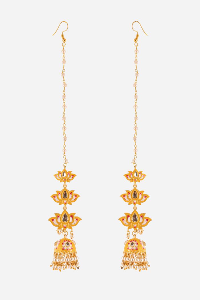 Three Layered Yellow Lotus Jhumki