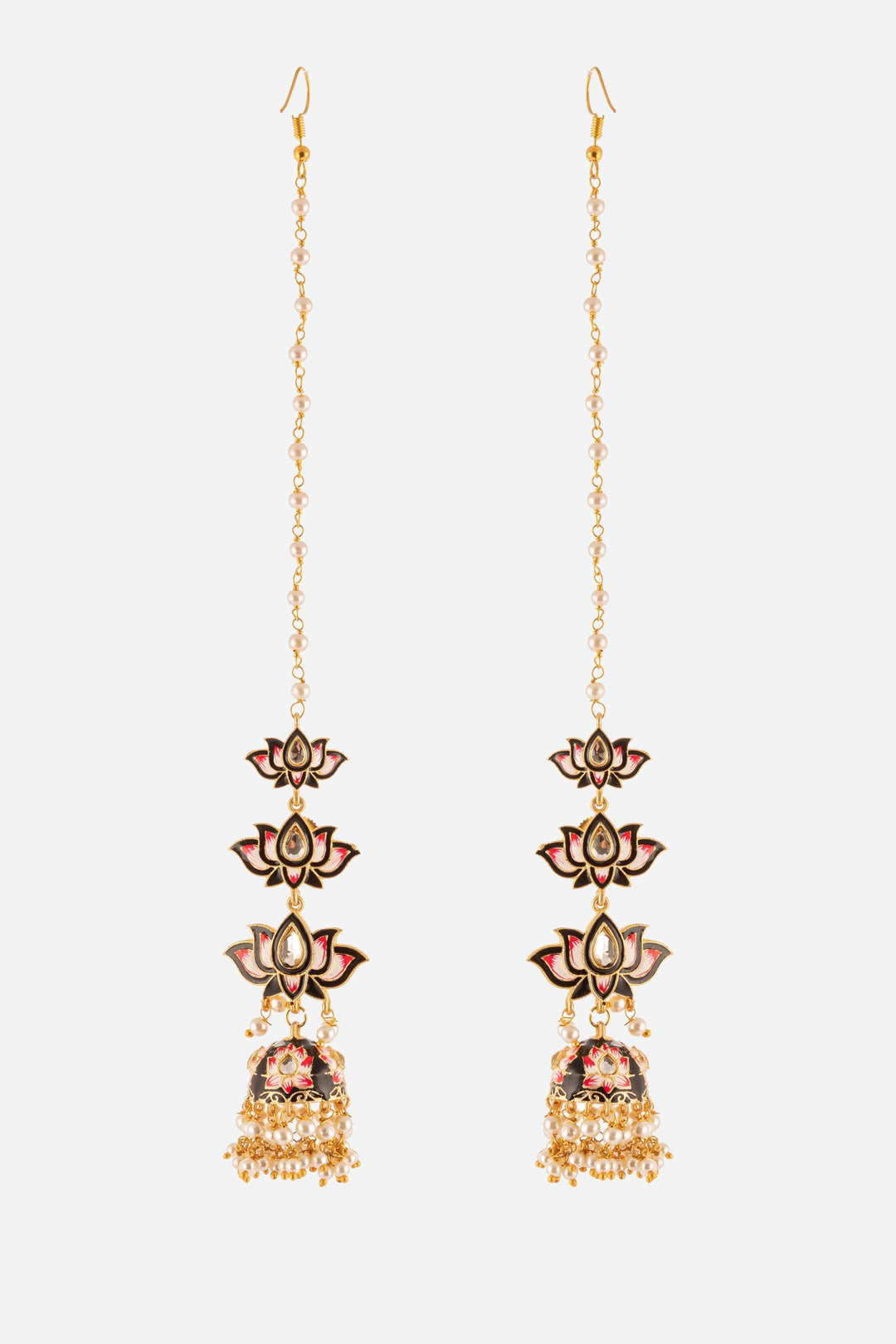 Black Lotus Motif Jhumkis