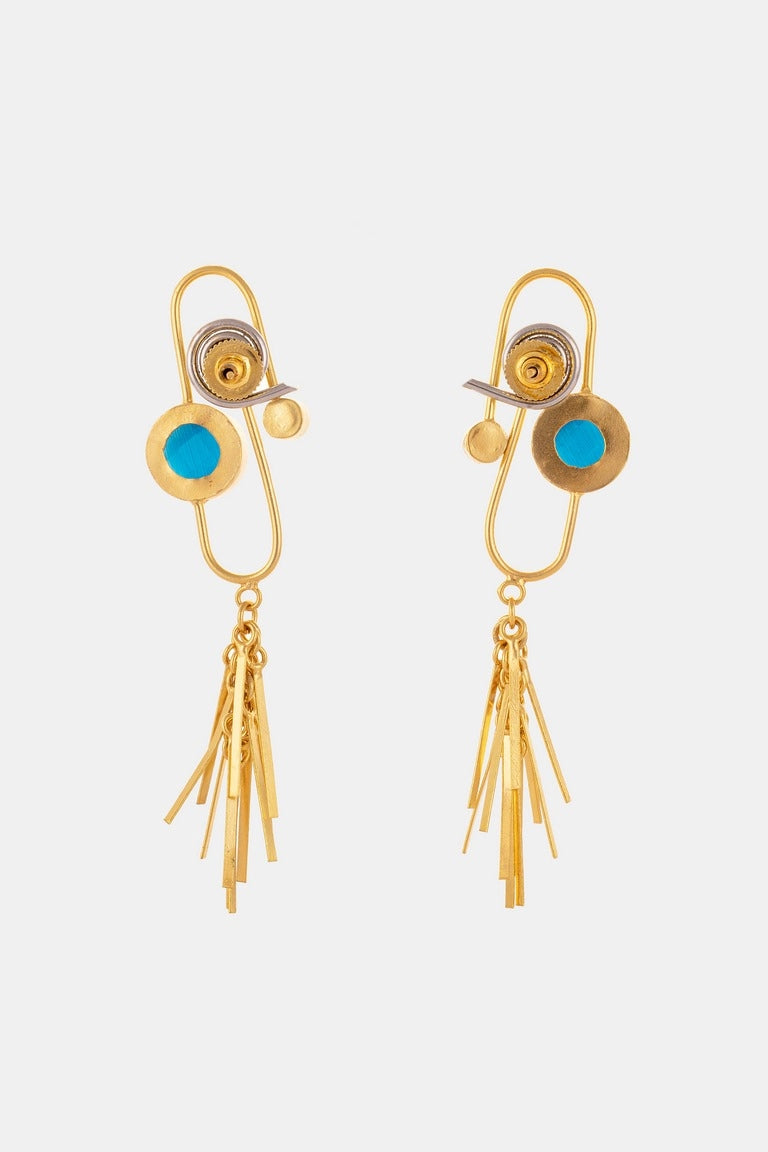Hues Of Blue With Golden Colour Earrings