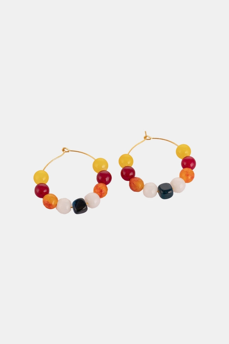 Yellow And Red Stones Balli Hoop