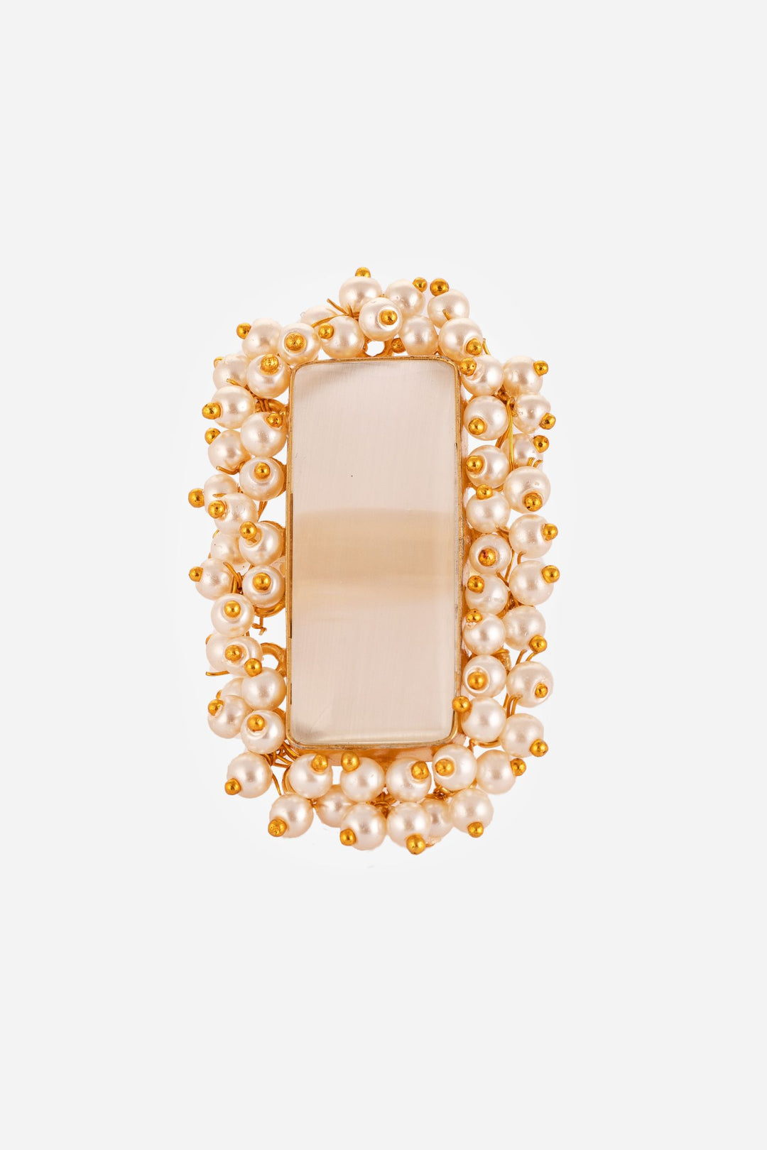 Pearl Decorated White Hand Ring