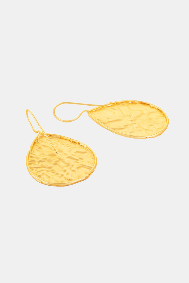 Golden Crumpled Leaf Earrings