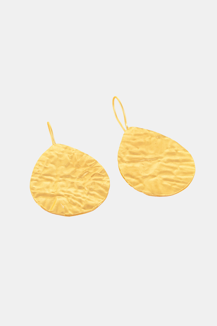 Golden Crumpled Leaf Earrings
