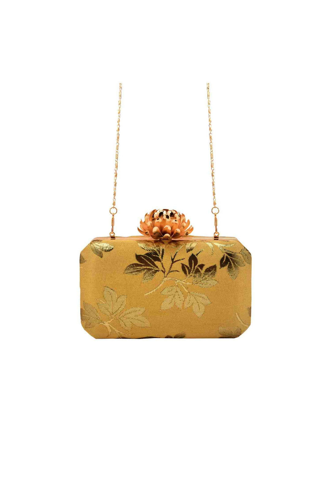 Gold Foil Print Silk Clutch