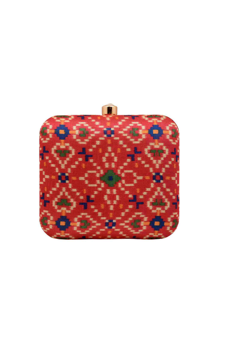 Rani Pink Ikat Digital Print Clutch