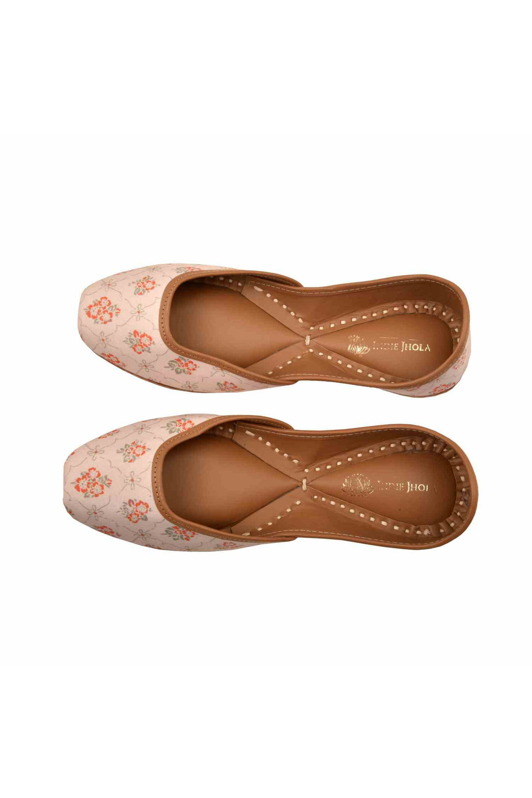 Pale Pink and orange printed Jutti