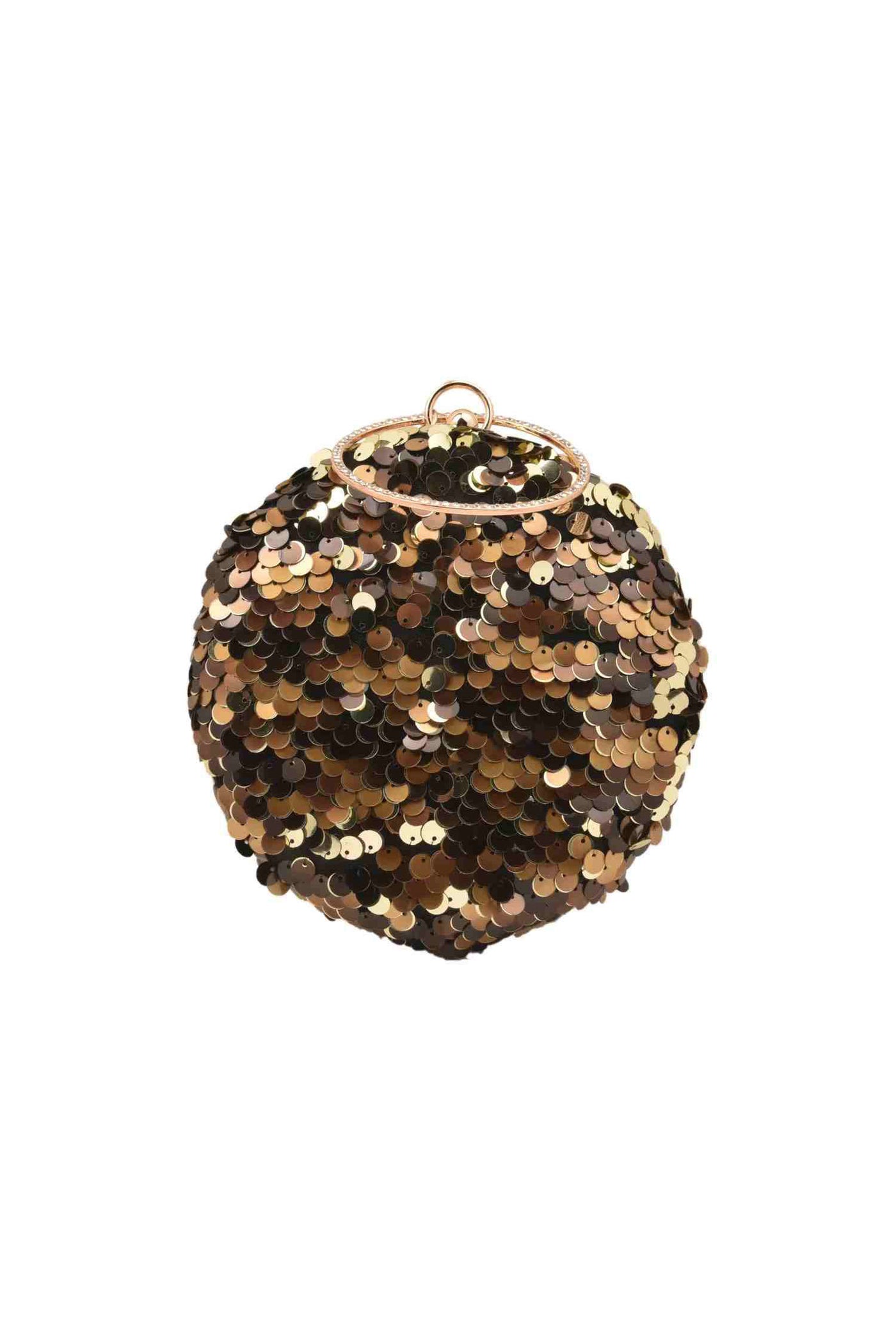 Black, Brown and Gold Sequins Circular Clutch