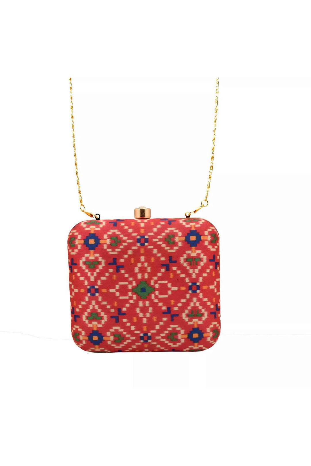 Rani Pink Ikat Digital Print Clutch