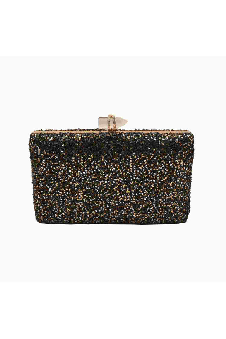 Black, Silver and Gold Sequins Party Clutch