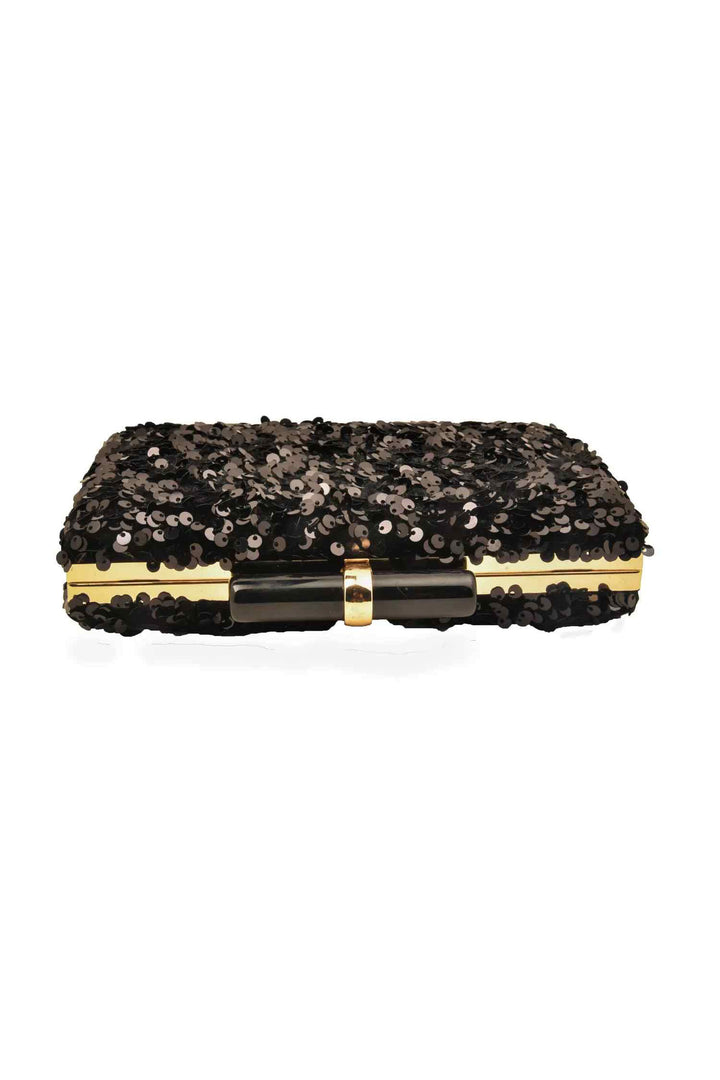 Mystique Black Sequins Party Clutch