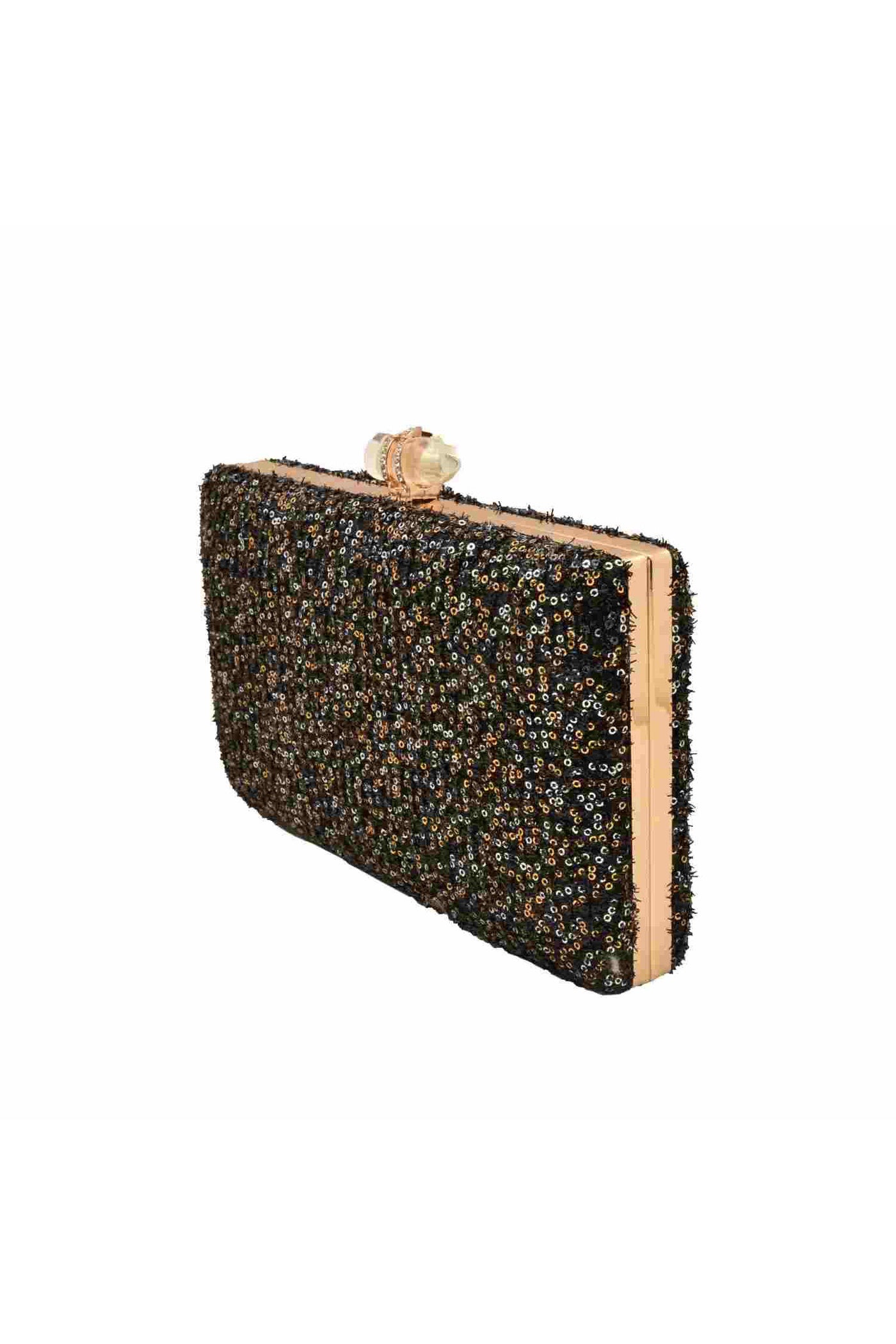 Black, Silver and Gold Sequins Party Clutch