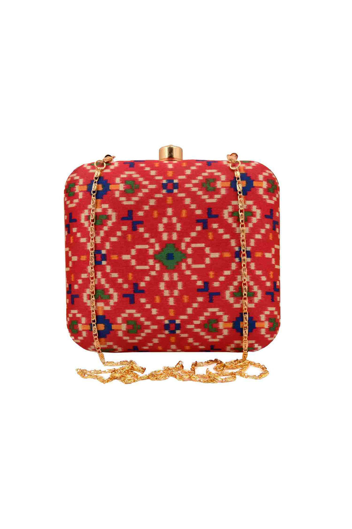 Rani Pink Ikat Digital Print Clutch