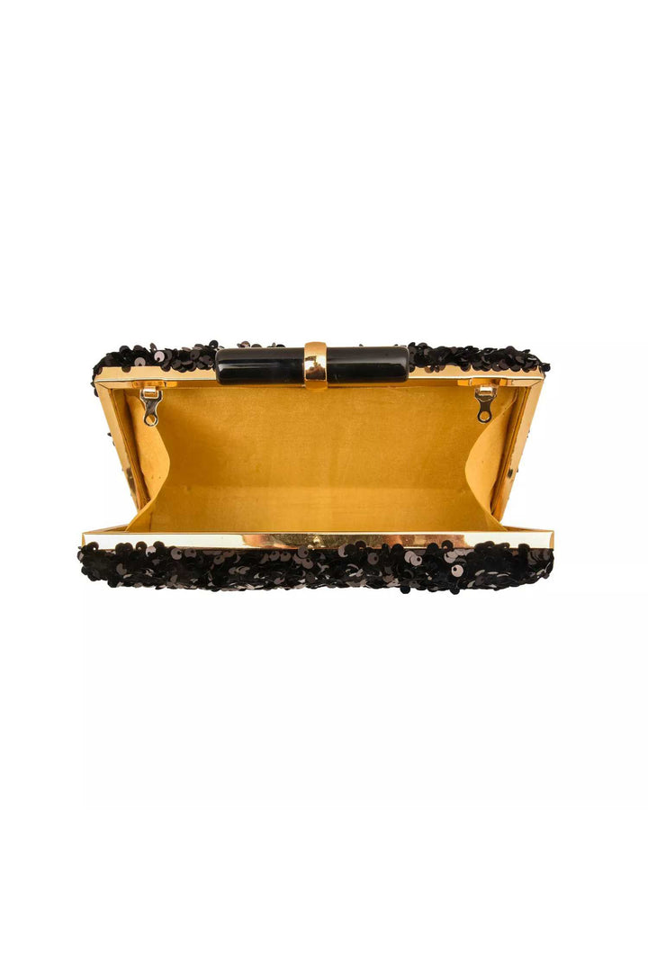 Mystique Black Sequins Party Clutch