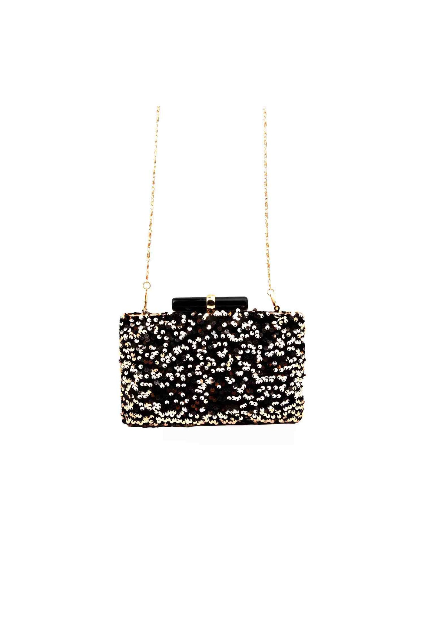 Black and Rose Gold Sequins Party Clutch