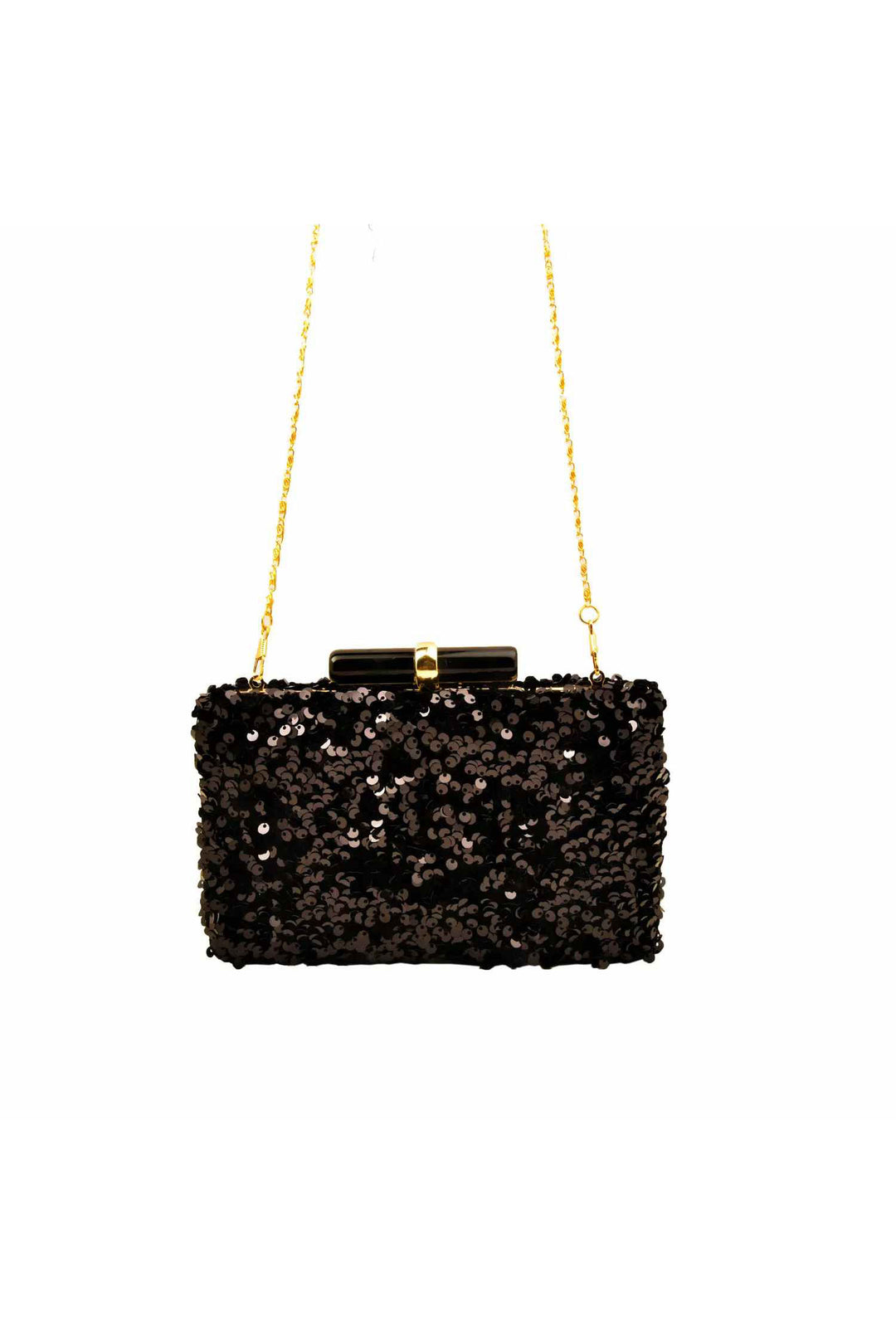 Mystique Black Sequins Party Clutch