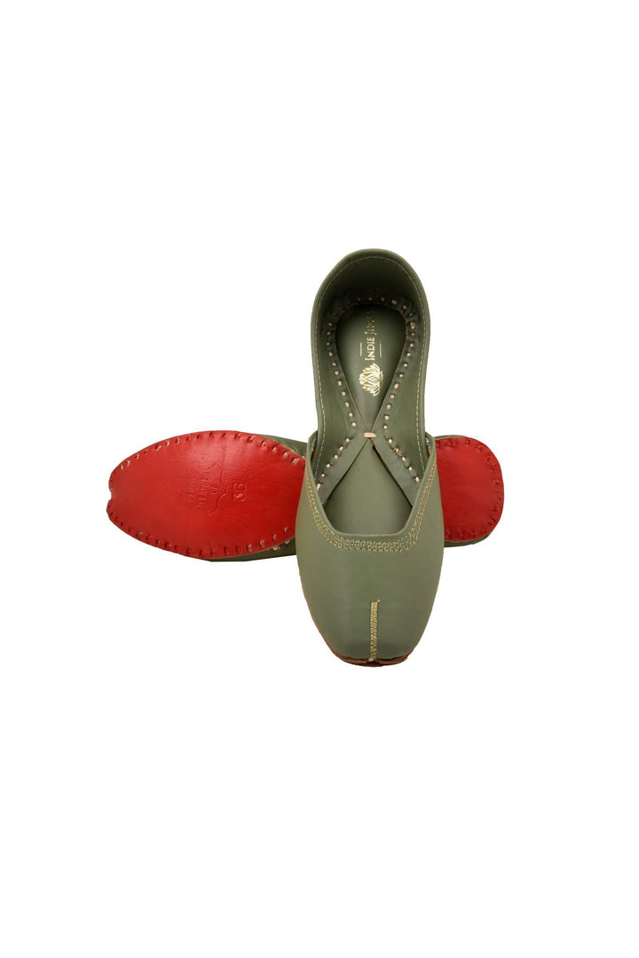 Olive Green Faux Leather Jutti