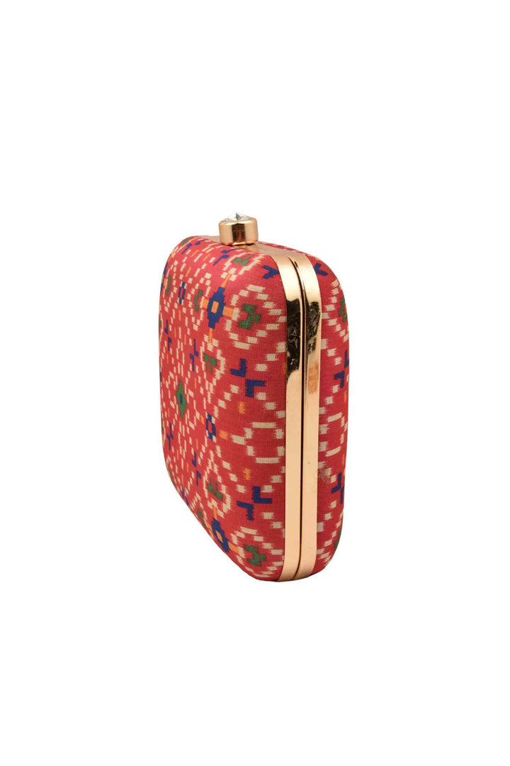 Rani Pink Ikat Digital Print Clutch