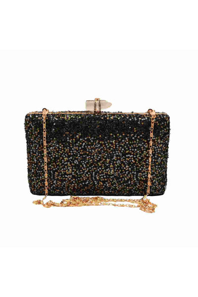 Black, Silver and Gold Sequins Party Clutch