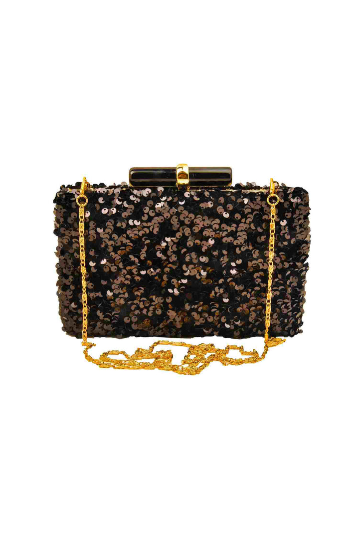 Mystique Black Sequins Party Clutch