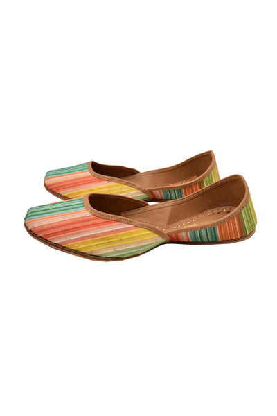 Multicolor Striped Jutti with Thread and sequins.