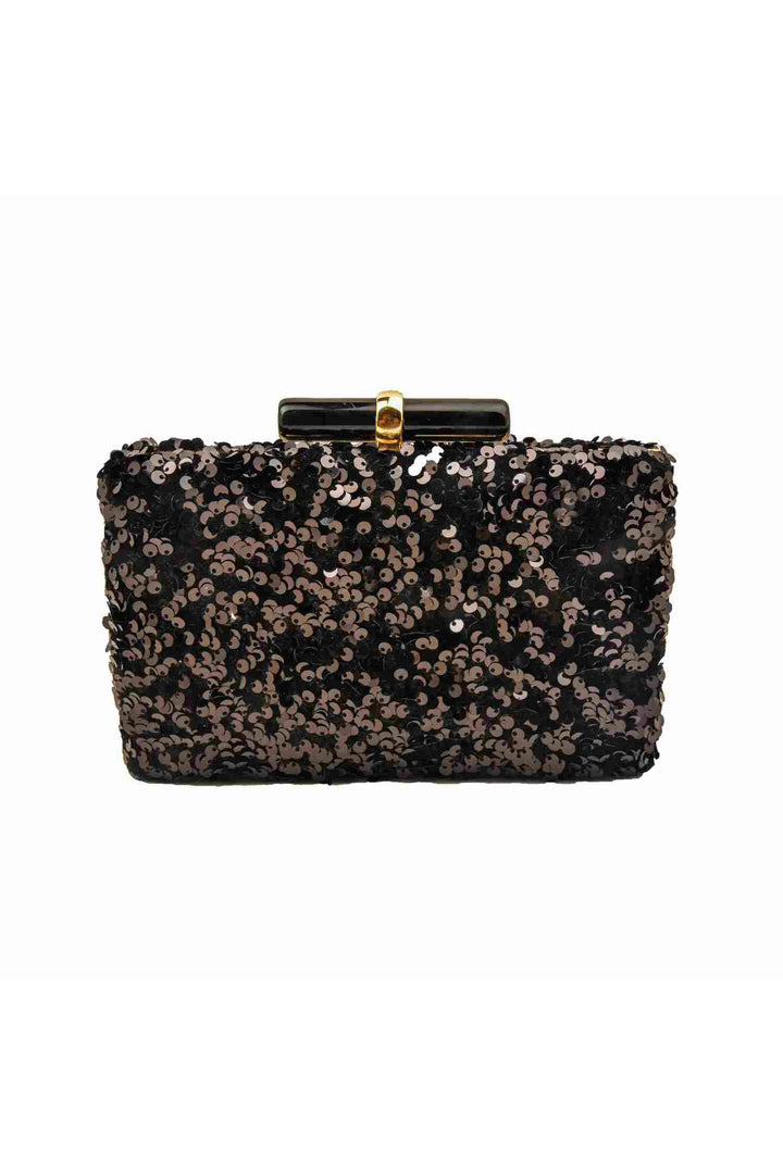 Mystique Black Sequins Party Clutch