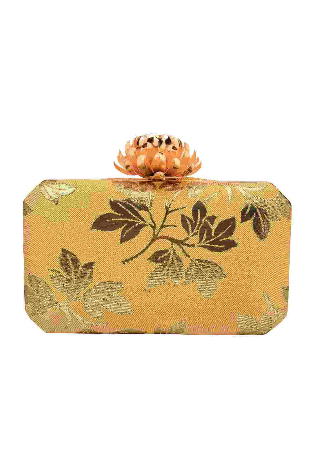 Gold Foil Print Silk Clutch