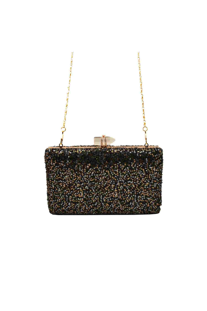 Black, Silver and Gold Sequins Party Clutch