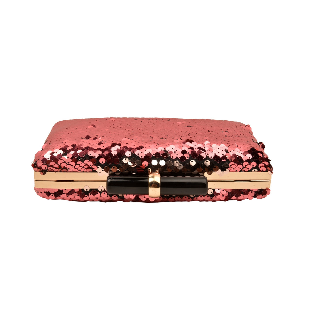 Wine and Gold Sequins Clutch