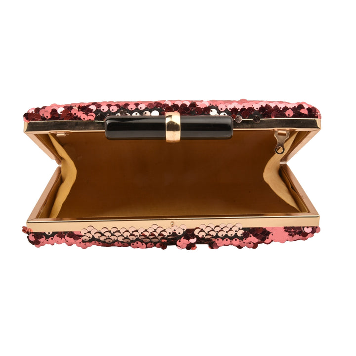 Wine and Gold Sequins Clutch