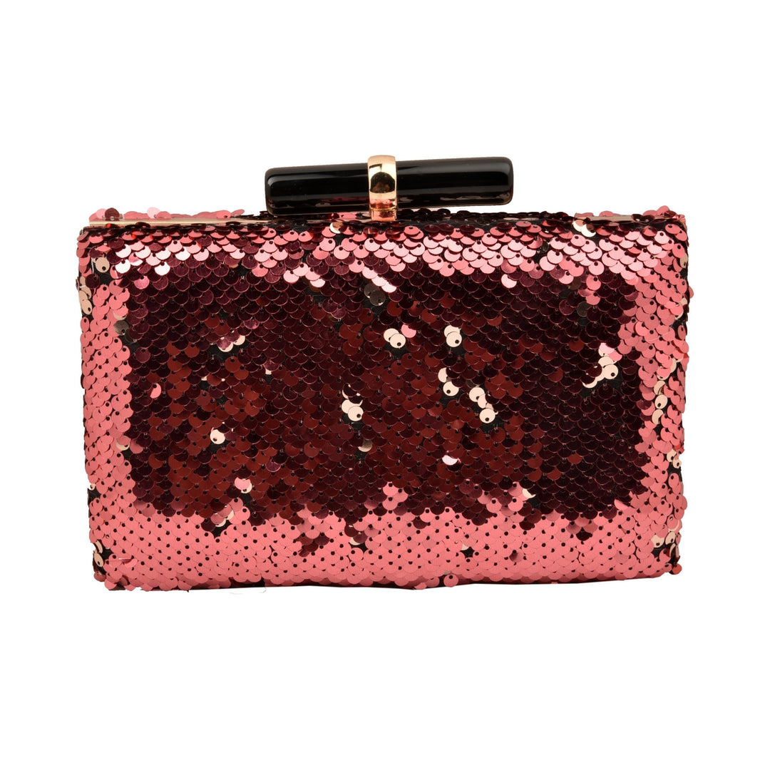 Wine and Gold Sequins Clutch