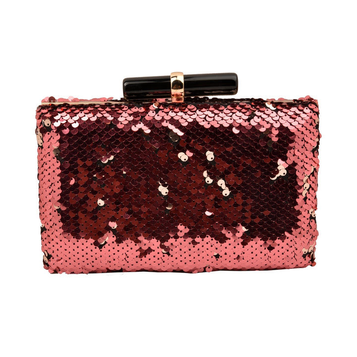 Wine and Gold Sequins Clutch