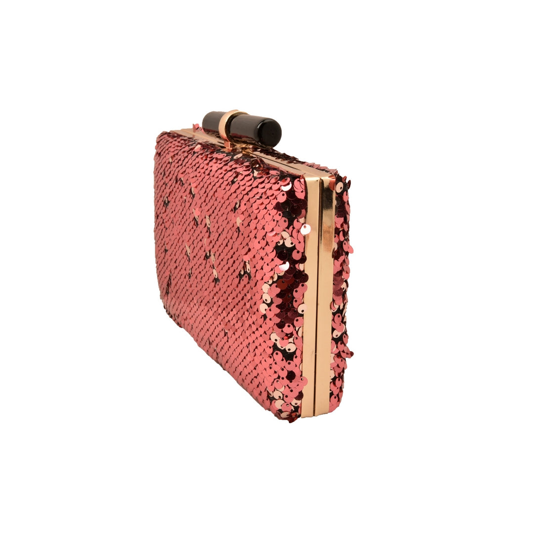 Wine and Gold Sequins Clutch