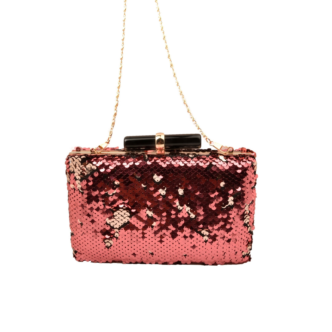 Wine and Gold Sequins Clutch