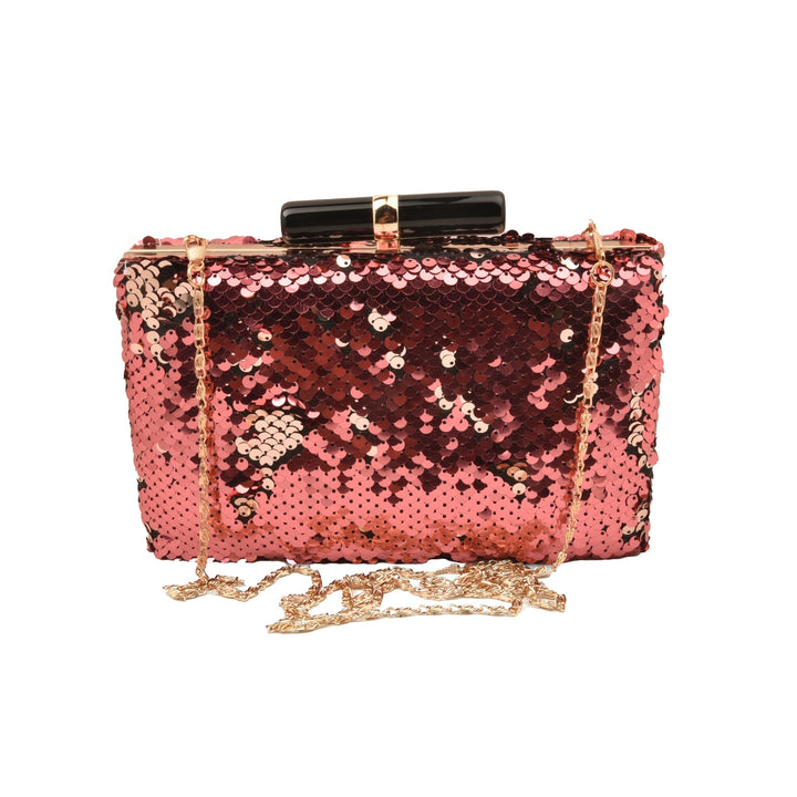 Wine and Gold Sequins Clutch