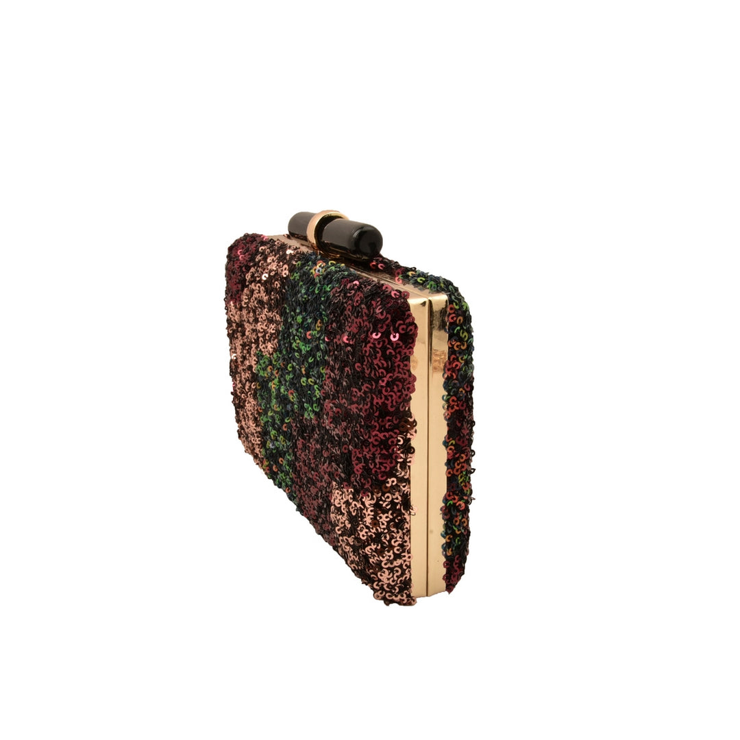 Wine and Gold Sequins Clutch