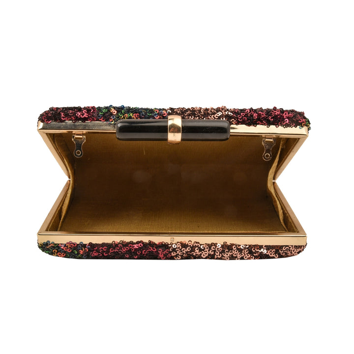 Wine and Gold Sequins Clutch