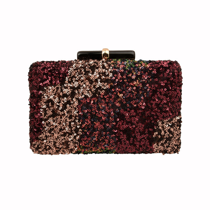 Wine and Gold Sequins Clutch