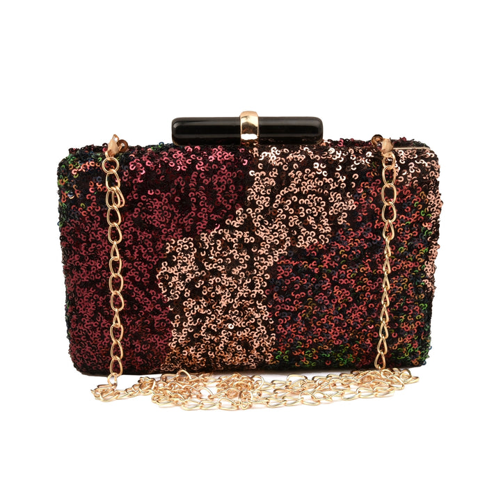 Wine and Gold Sequins Clutch