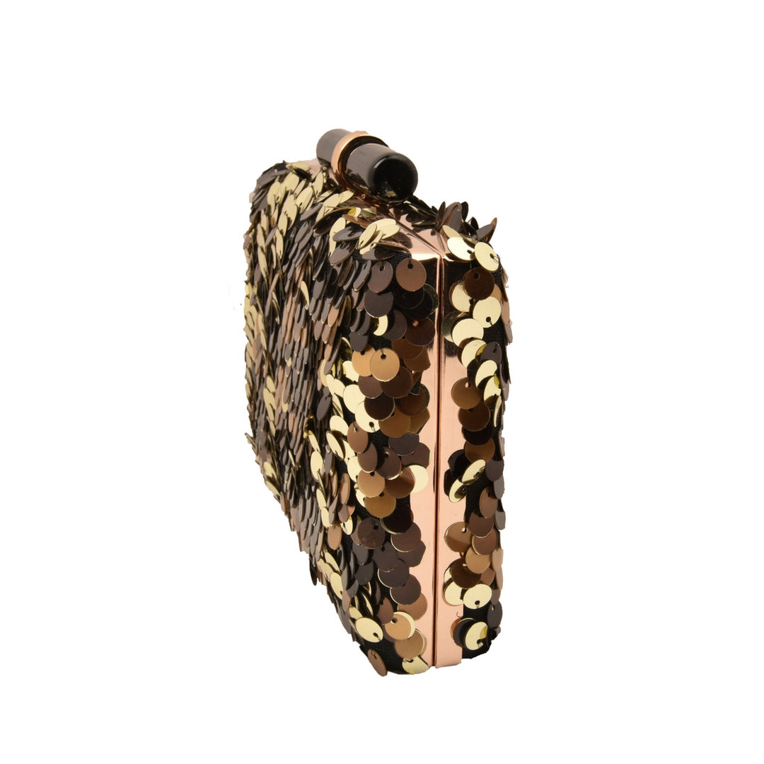 Black,Brown and Gold Sequins Clutch