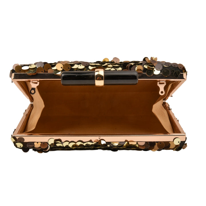Black,Brown and Gold Sequins Clutch