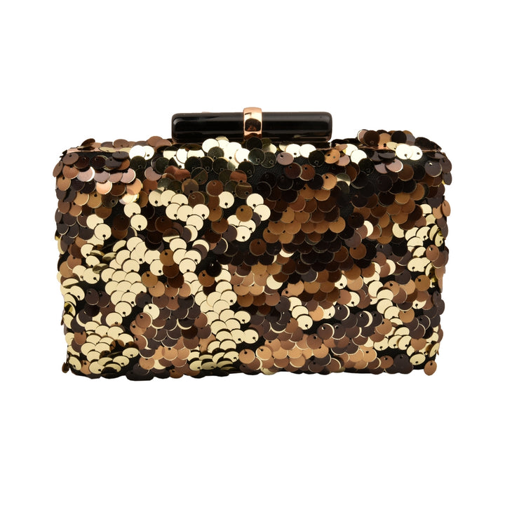 Black,Brown and Gold Sequins Clutch