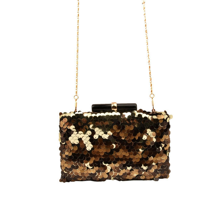 Black,Brown and Gold Sequins Clutch