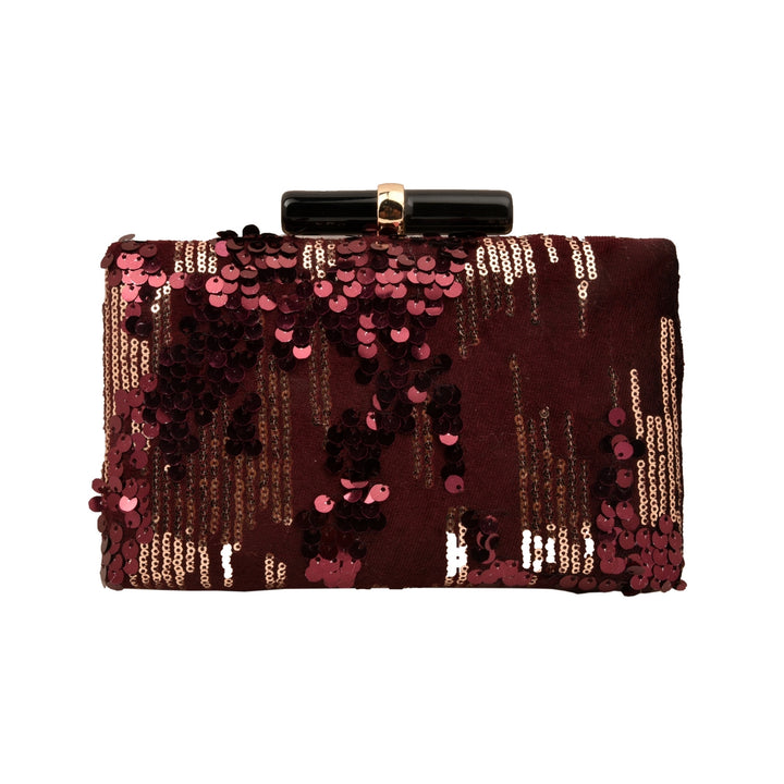 Wine and Gold Sequins Clutch
