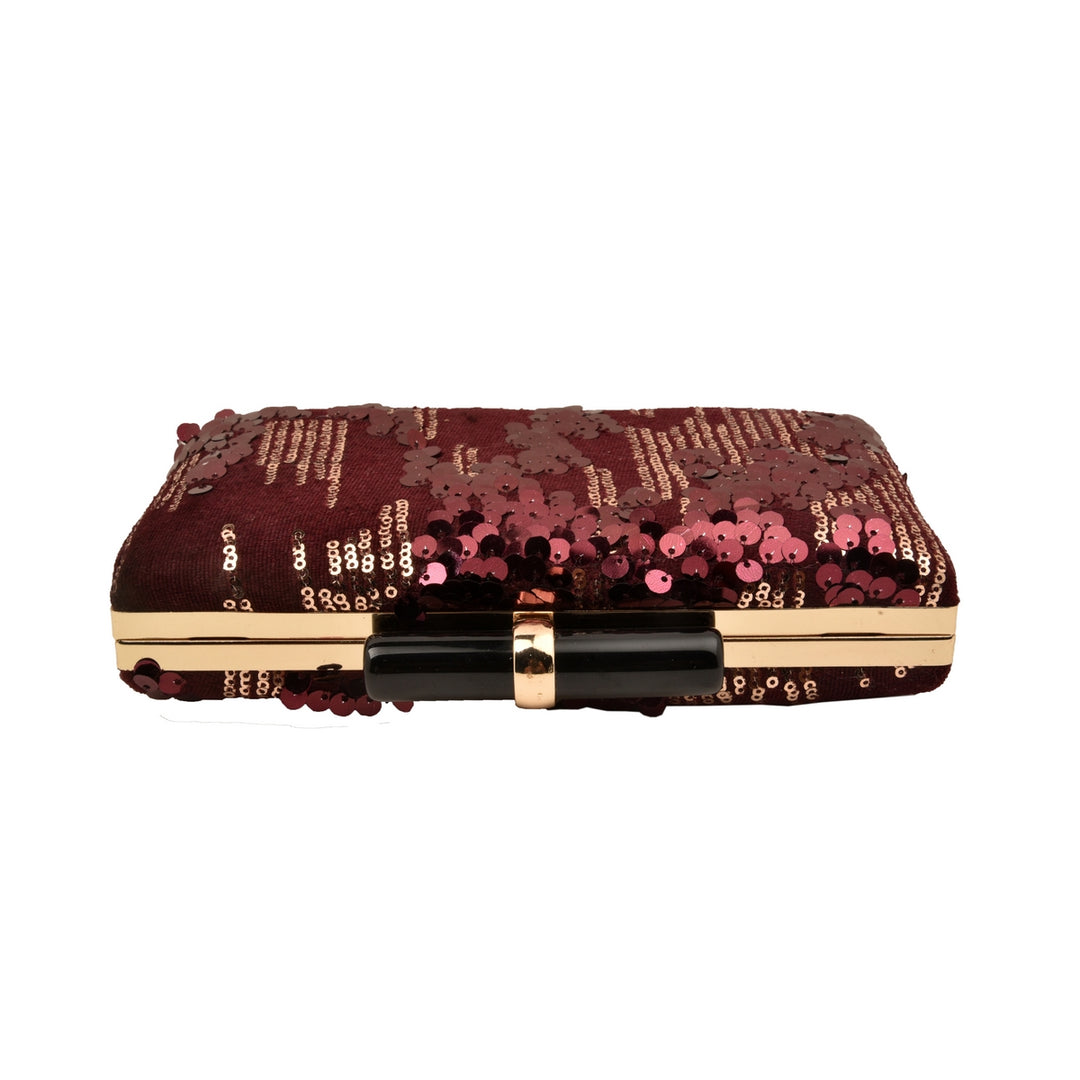 Wine and Gold Sequins Clutch