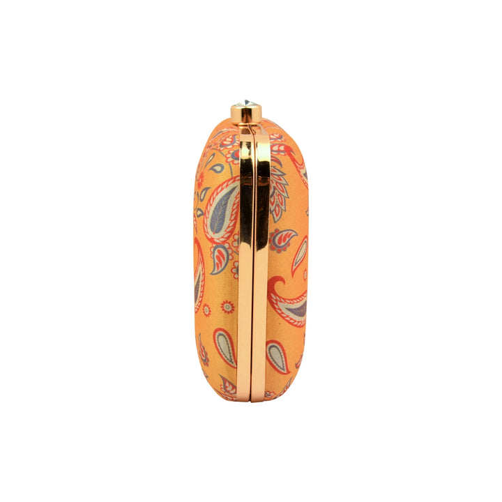 Yellow Paisley Print Silk Clutch