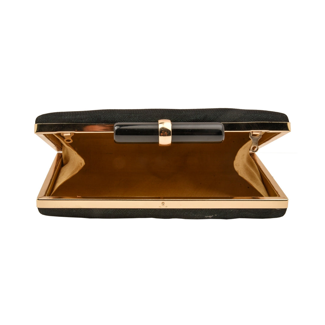 Black and Dull Gold Sequins Clutch