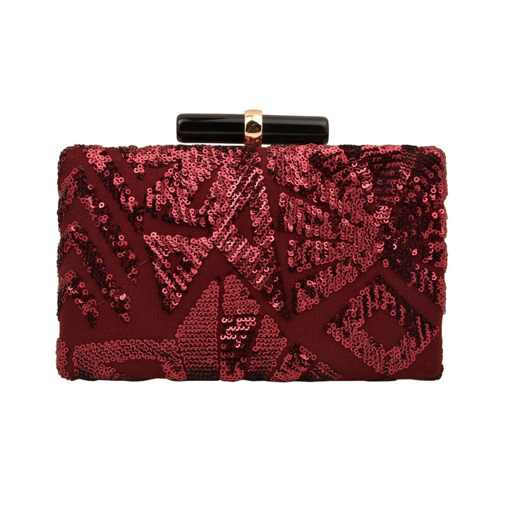 Deep Wine Sequins Clutch